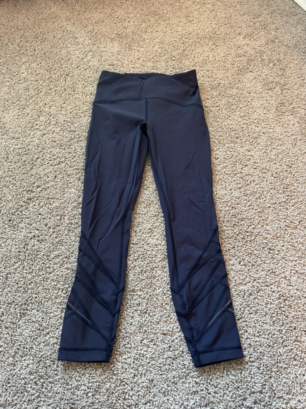 lululemon athletica Navy Leggings with Mesh Details
